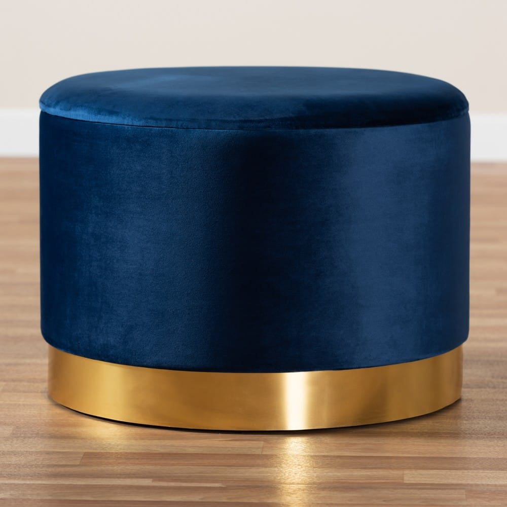 Baxton Studio - Marisa Ottoman in Navy Blue/Gold - JY19A221-Navy/Gold-Otto view 7