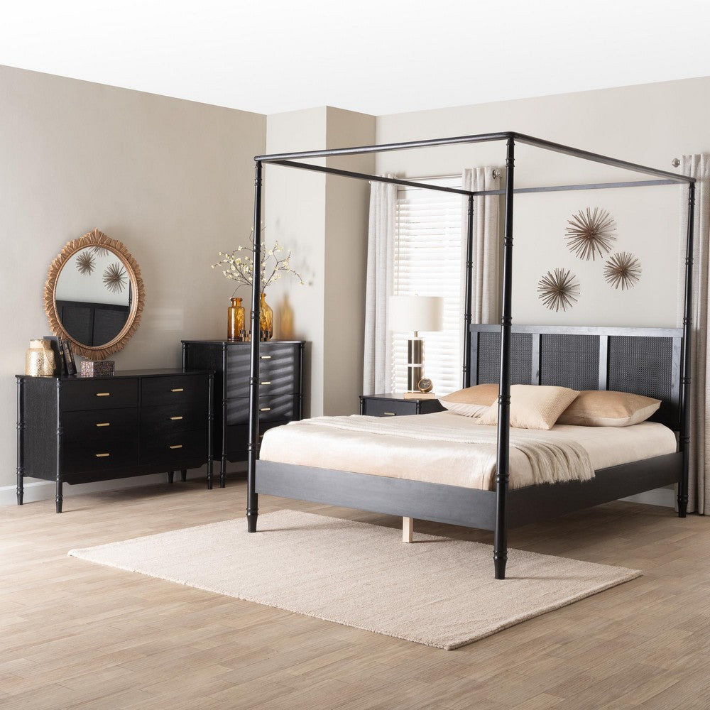 Baxton Studio - Marisela King Bedroom Set in Black - Abeni-Black-King 4PC Bedroom Set view 11