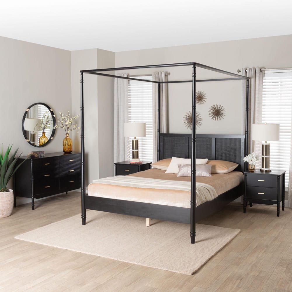 Baxton Studio - Marisela King Bedroom Set in Black - Jabari-Black-King 4PC Bedroom Set view 11
