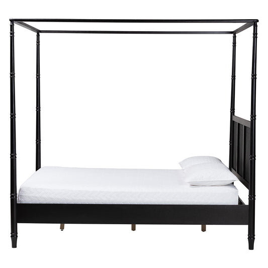 Baxton Studio - Marisela King Size CaNopy Bed in Black - MG0246-2-Black-King-CaNopy Bed view 2