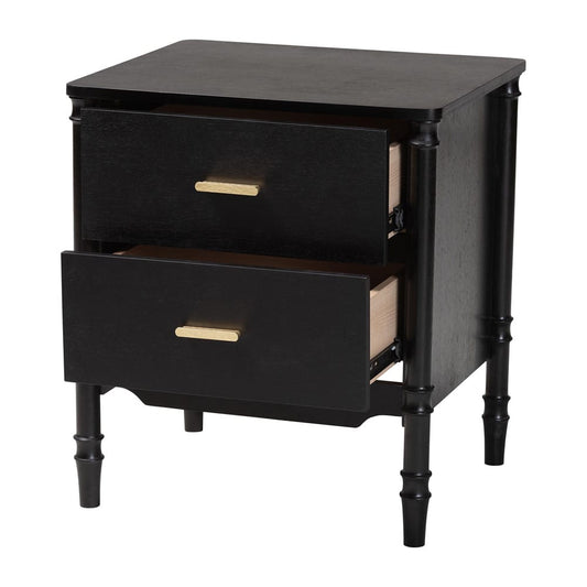 Baxton Studio - Marisela Nightstand in Black - MG9014-Black 9990-2DW-NS view 2