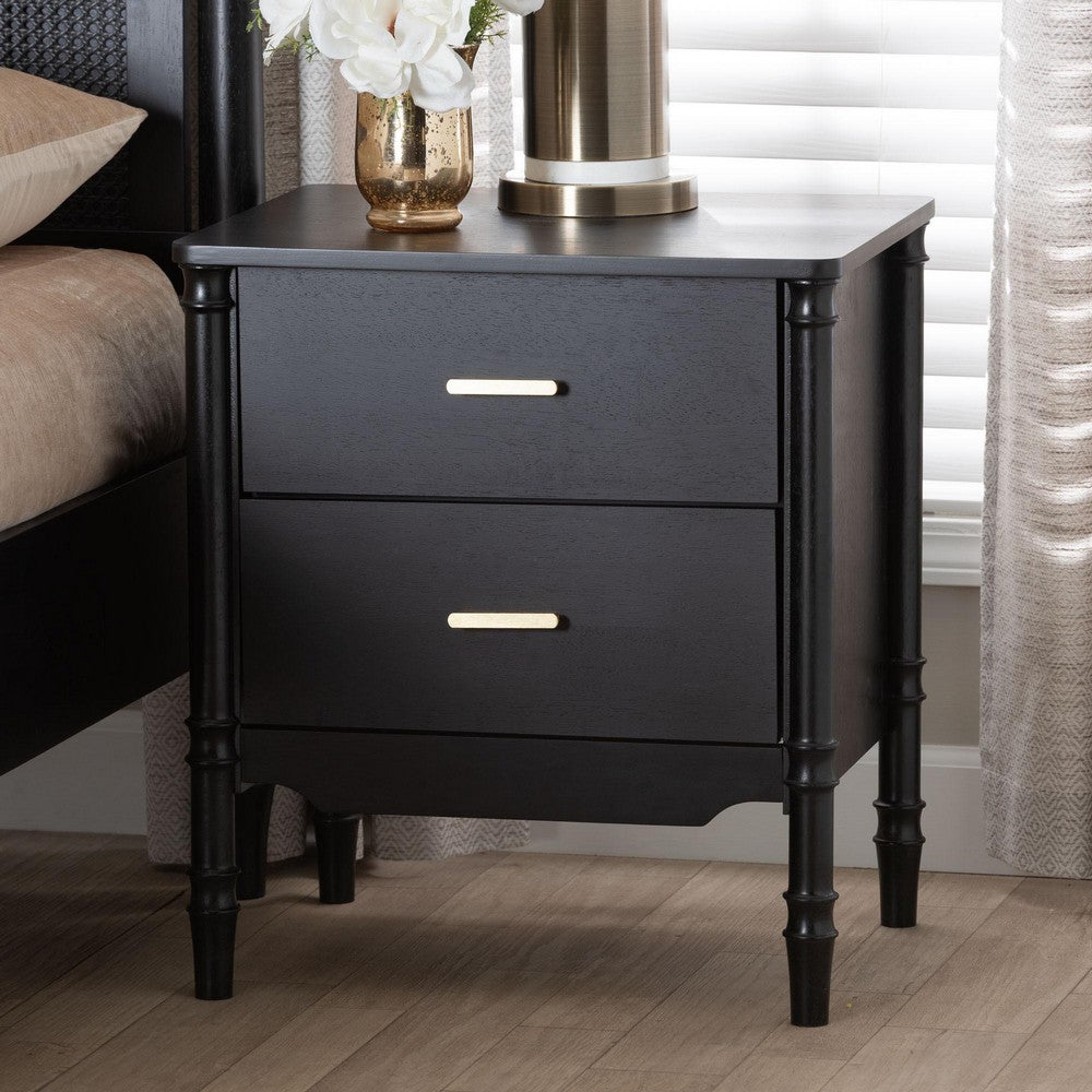 Baxton Studio - Marisela Nightstand in Black - MG9014-Black 9990-2DW-NS view 8