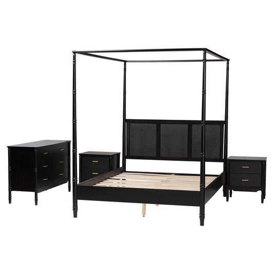 Baxton Studio - Marisela Queen Bedroom Set in Black - Jabari-Black-Queen 4PC Bedroom Set view 2