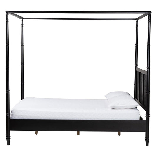 Baxton Studio - Marisela Queen Size CaNopy Bed in Black - MG0246-2-Black-Queen-CaNopy Bed view 2