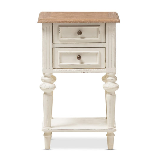 Baxton Studio - Marquetterie Nightstand in White/Natural - PRL8VM(AR)/M B view 2