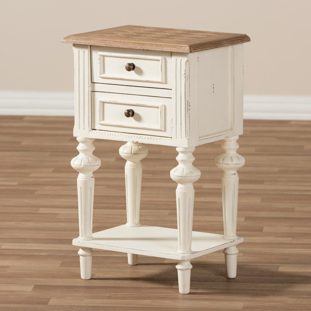 Baxton Studio - Marquetterie Nightstand in White/Natural - PRL8VM(AR)/M B view 8