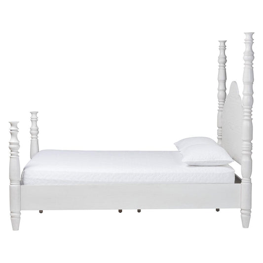 Baxton Studio - MartiNo King Size Bed in White - SW8636-White-King Poster Bed view 2