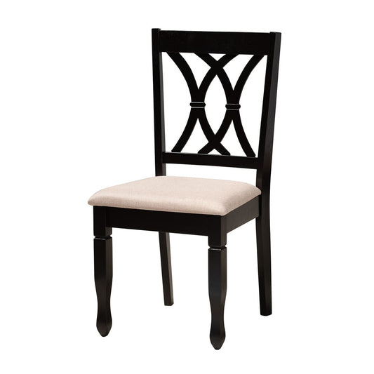 Baxton Studio - Maya Dining Set in Beige/Espresso Brown - Maya-Sand/Dark Brown-7PC Dining Set view 2
