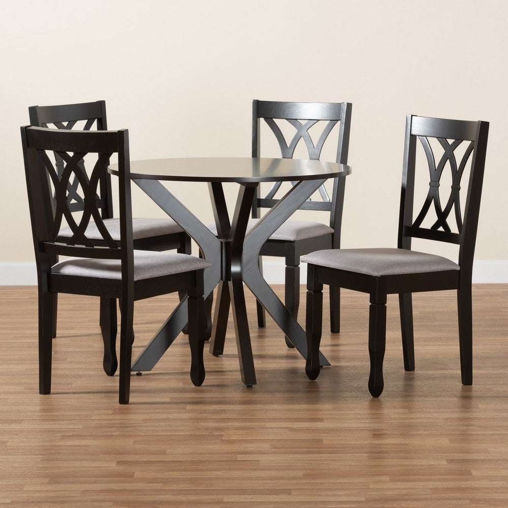 Baxton Studio - Maya Dining Set in Grey/Espresso Brown - Maya-Grey/Dark Brown-5PC Dining Set view 9