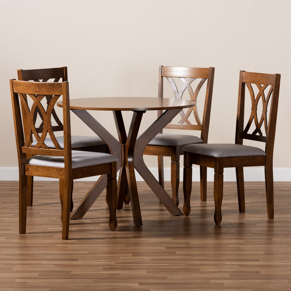Baxton Studio - Maya Dining Set in Grey/Walnut - Maya-Grey/Walnut-5PC Dining Set view 8