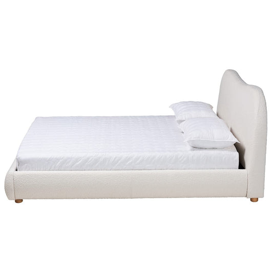 Baxton Studio - Maya Queen Size Bed in White/Oak Brown - BBT61130-Maya-Cream/Oak-Queen view 2