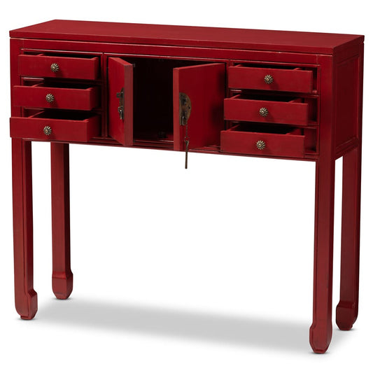 Baxton Studio - Melodie Console Table in Red - MIN22-Red-ST view 2