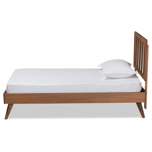 Baxton Studio - Michi Twin Size Bed in Walnut Brown - Michi-Ash Walnut-Twin view 2