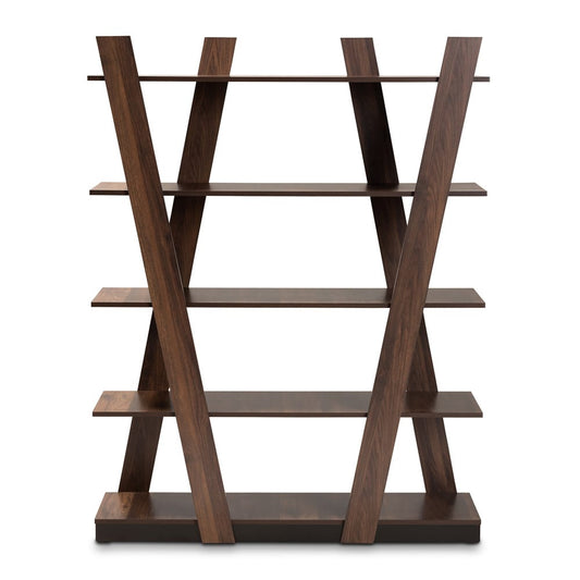 Baxton Studio - Michio Shelving Unit in Walnut - SEDV50140-Columbia-Shelf view 2