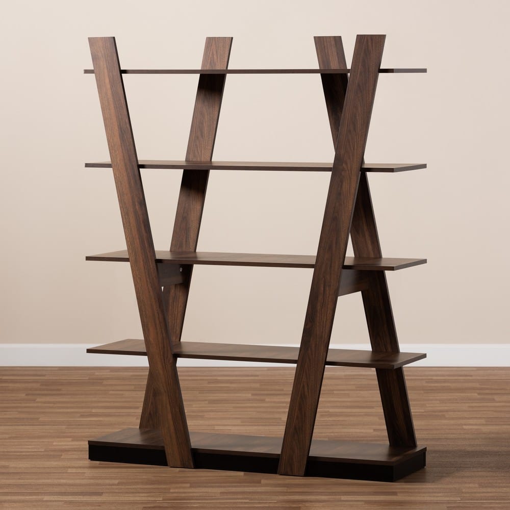 Baxton Studio - Michio Shelving Unit in Walnut - SEDV50140-Columbia-Shelf view 7