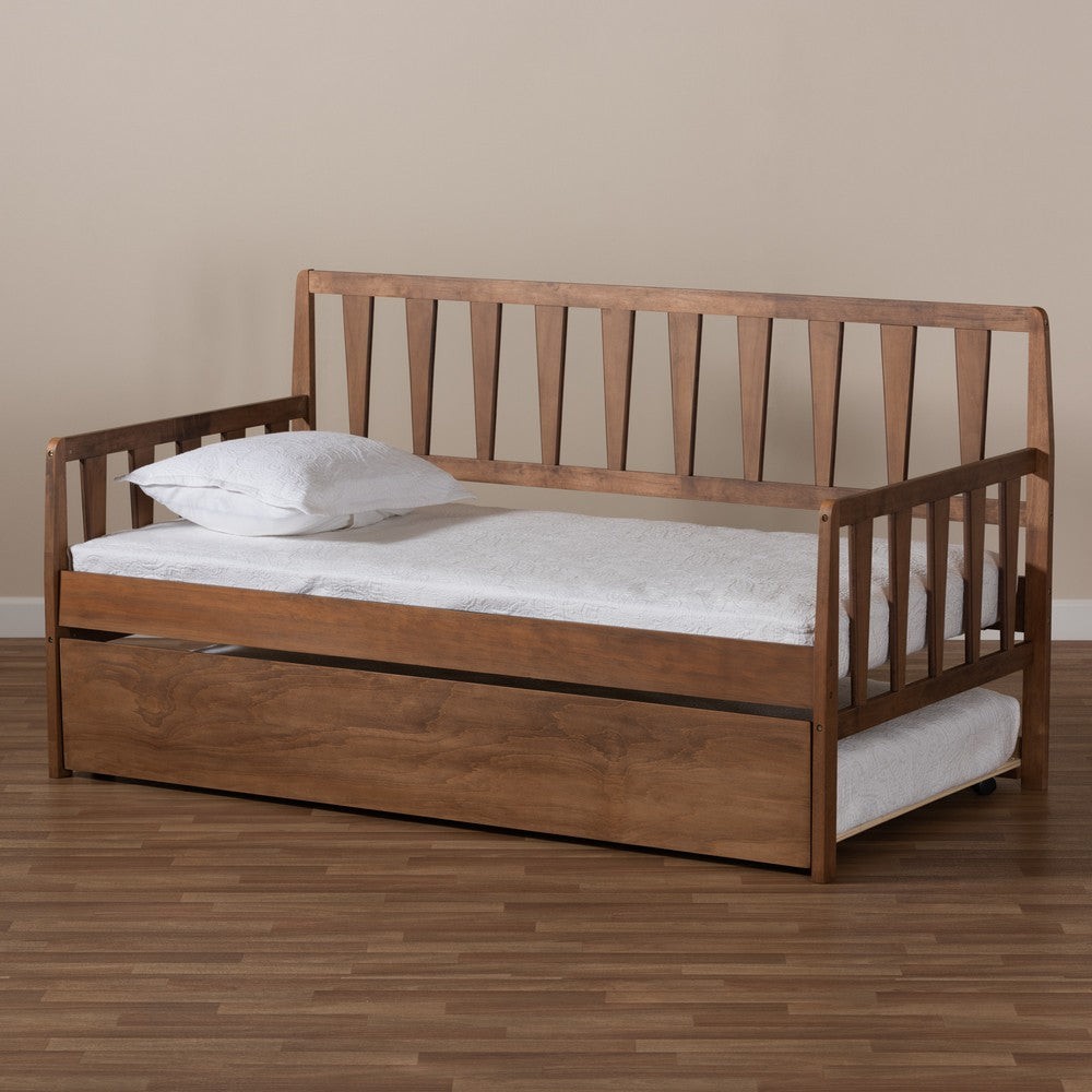 Baxton Studio - Midori Twin Size Daybed with Trundle in Walnut - MG0046-1-Walnut-Daybed with Trundle view 9