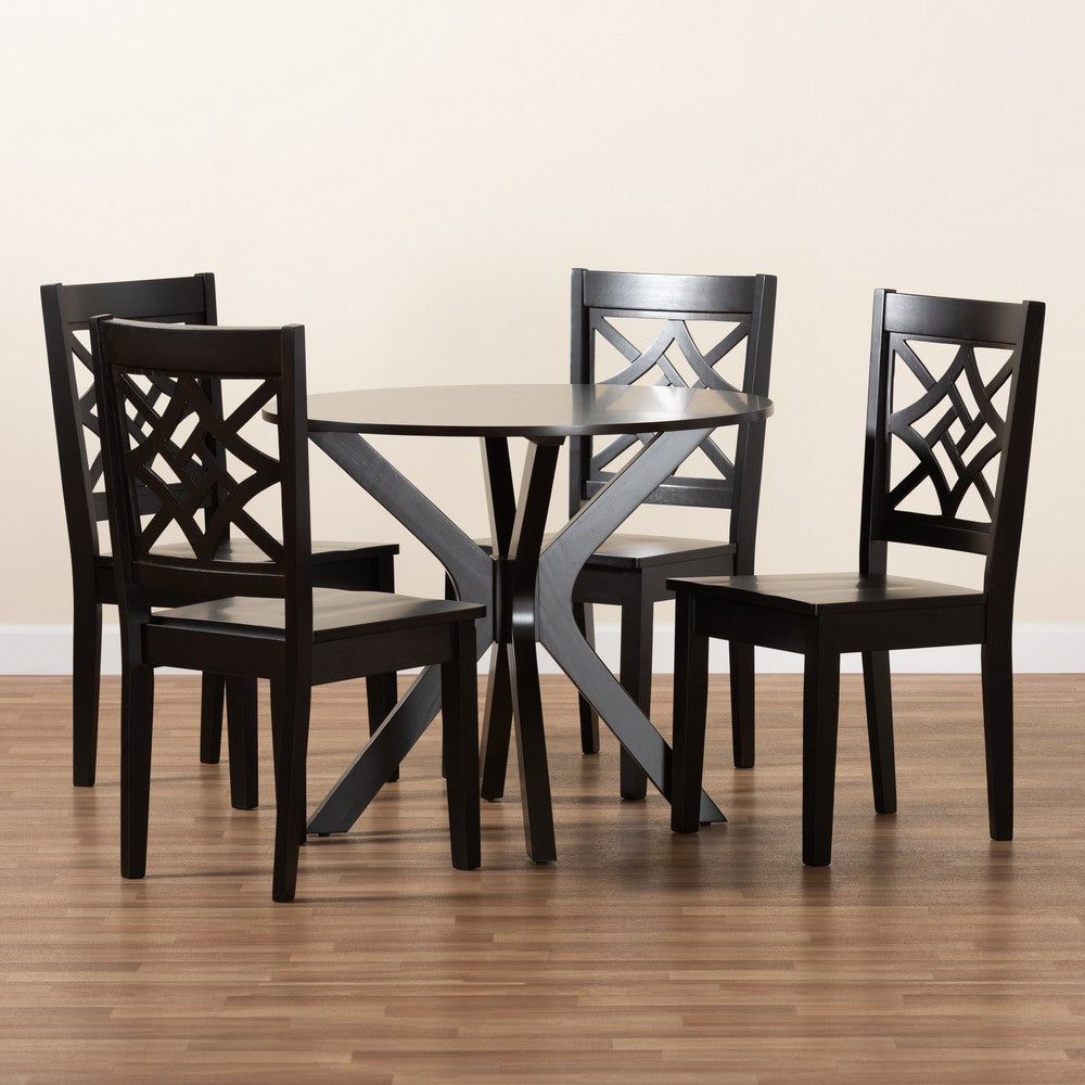 Baxton Studio - Miela Dining Set in Dark Brown - Miela-Dark Brown-5PC Dining Set view 8