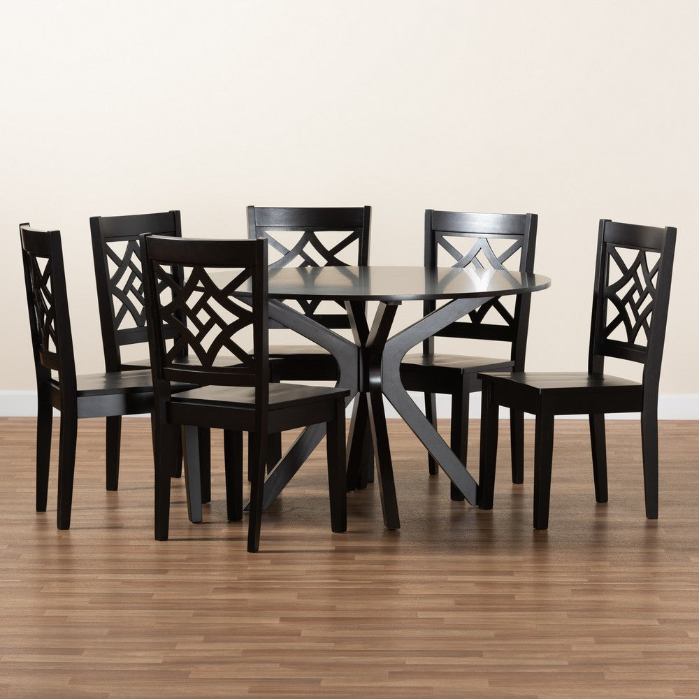 Baxton Studio - Miela Dining Set in Dark Brown - Miela-Dark Brown-7PC Dining Set view 8