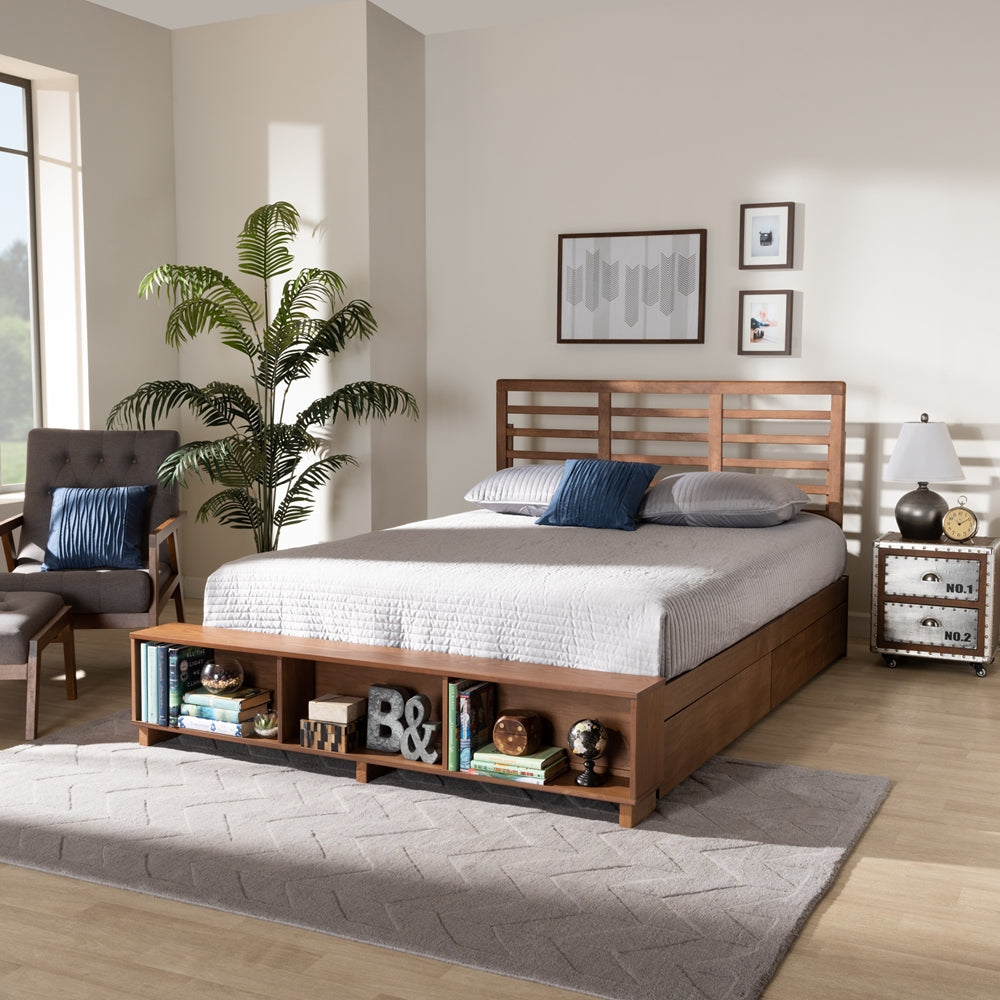 Baxton Studio - Milana Full Size Bed in Ash Walnut - Milana-Ash Walnut-Full view 11