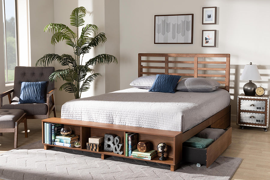 Baxton Studio - Milana Queen Size Bed in Ash Walnut - Milana-Ash Walnut-Queen view 10