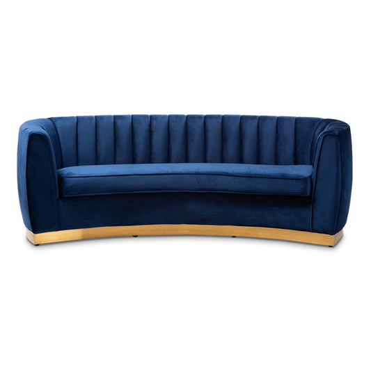 Baxton Studio - Milena Sofa in Royal Blue/Gold - TSF5504A-Dark Royal Blue/Gold-SF view 2