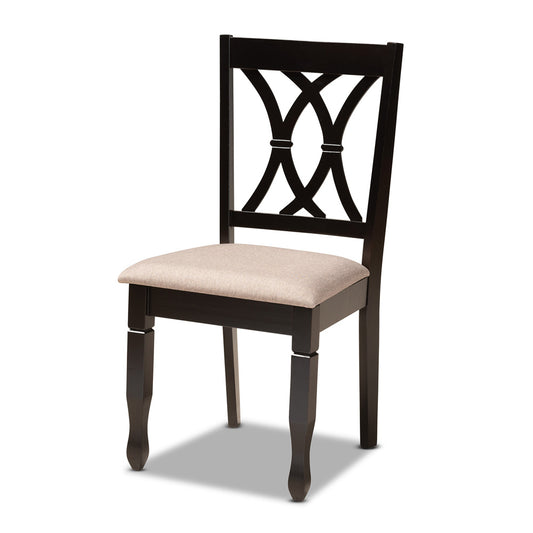 Baxton Studio - Millie Dining Set in Sand/Dark Brown - Millie-Sand/Dark Brown-5PC Dining Set view 2