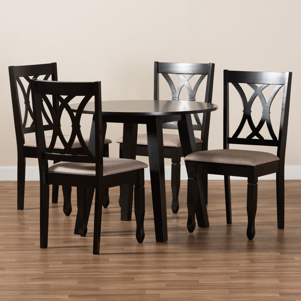 Baxton Studio - Millie Dining Set in Sand/Dark Brown - Millie-Sand/Dark Brown-5PC Dining Set view 8