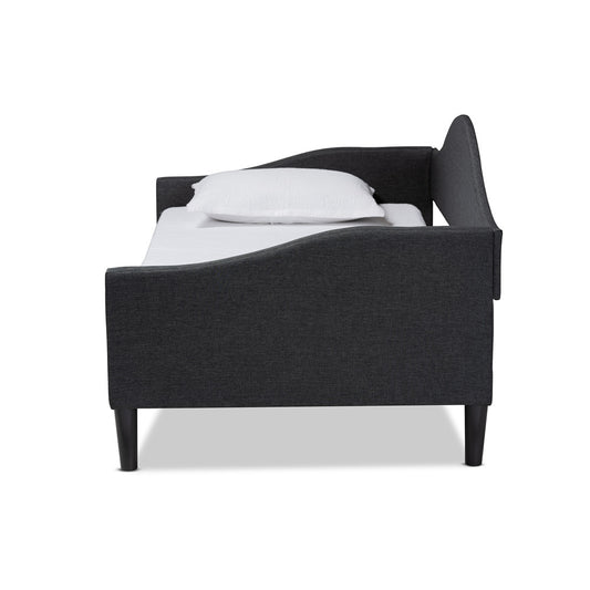 Baxton Studio - Milligan Twin Size Daybed in Charcoal Grey/Dark Brown - Milligan-Charcoal Grey-Daybed-Twin view 2