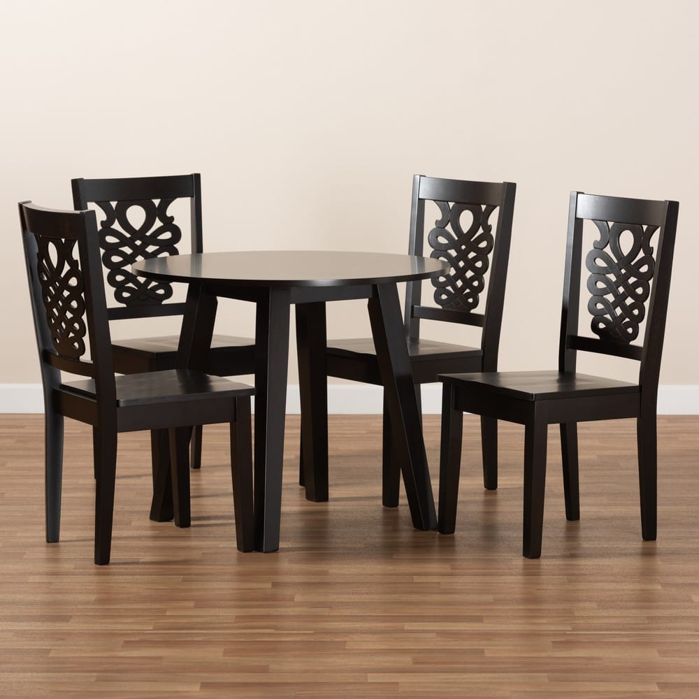 Baxton Studio - Mina Dining Set in Dark Brown - Mina-Dark Brown-5PC Dining Set view 8