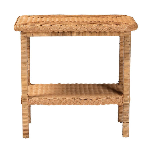 Baxton Studio - Minahasa Side Table in Light Honey - MINAHASA-Light Honey Rattan-End Table view 2