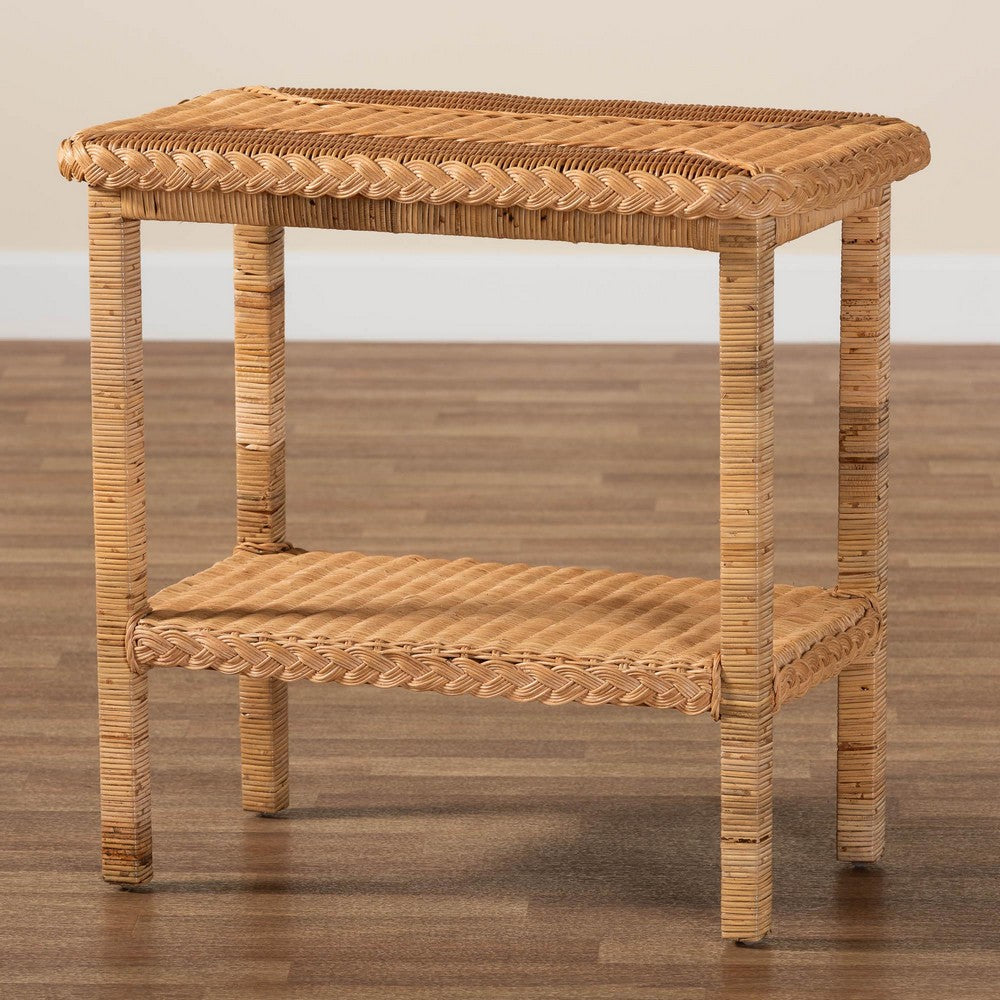 Baxton Studio - Minahasa Side Table in Light Honey - MINAHASA-Light Honey Rattan-End Table view 8