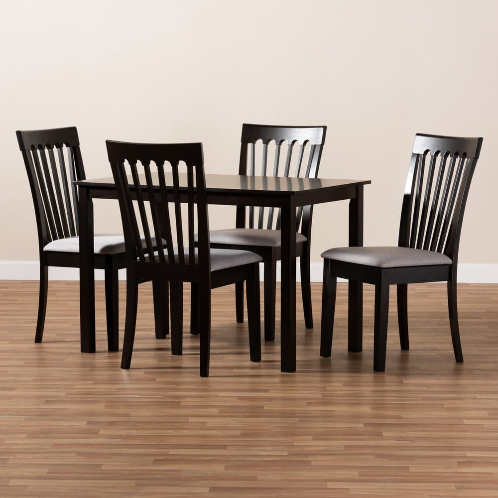Baxton Studio - Minette Dining Set in Gray/Espresso - RH319C-Grey/Dark Brown-5PC Dining Set view 4
