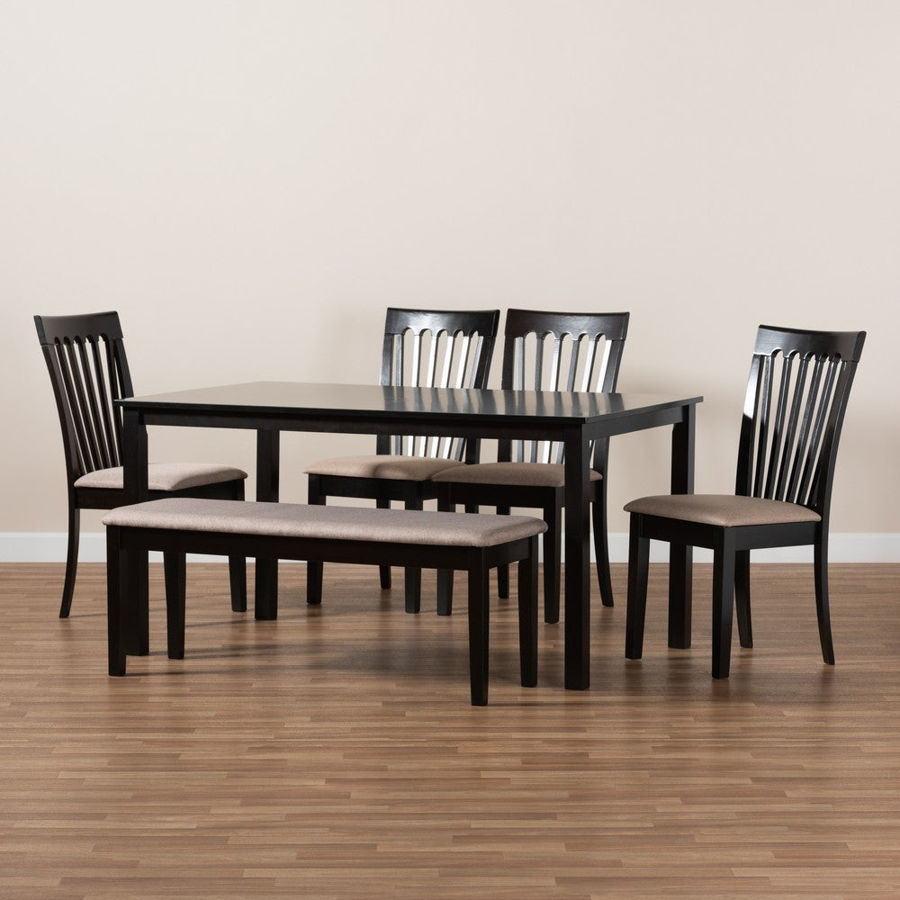 Baxton Studio - Minette Dining Set in Sand/Dark Brown - RH319C-Sand/Dark Brown-6PC Dining Set view 9