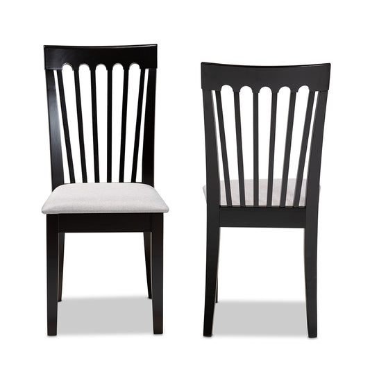 Baxton Studio - Minette Set of 2 Dining Chairs in Grey/Espresso Brown - RH319C-Grey/Dark Brown-DC-2PK view 2