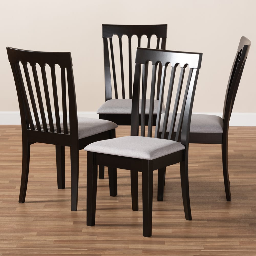Baxton Studio - Minette Set of 4 Dining Chairs in Gray/Espresso - RH319C-Grey/Dark Brown-DC-4PK view 6