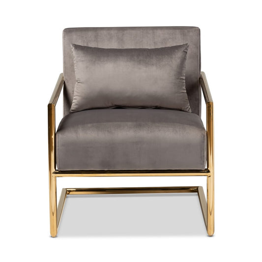 Baxton Studio - Mira Chair in Grey/Gold - TSF-60458-Grey Velvet/Gold-CC view 2