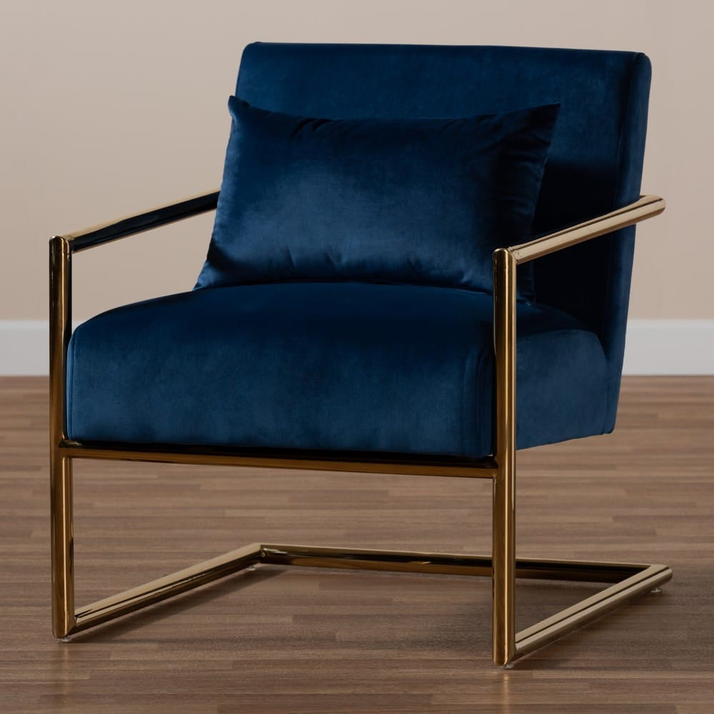 Baxton Studio - Mira Chair in Navy Blue/Gold - TSF-60458-Navy Velvet/Gold-CC view 7