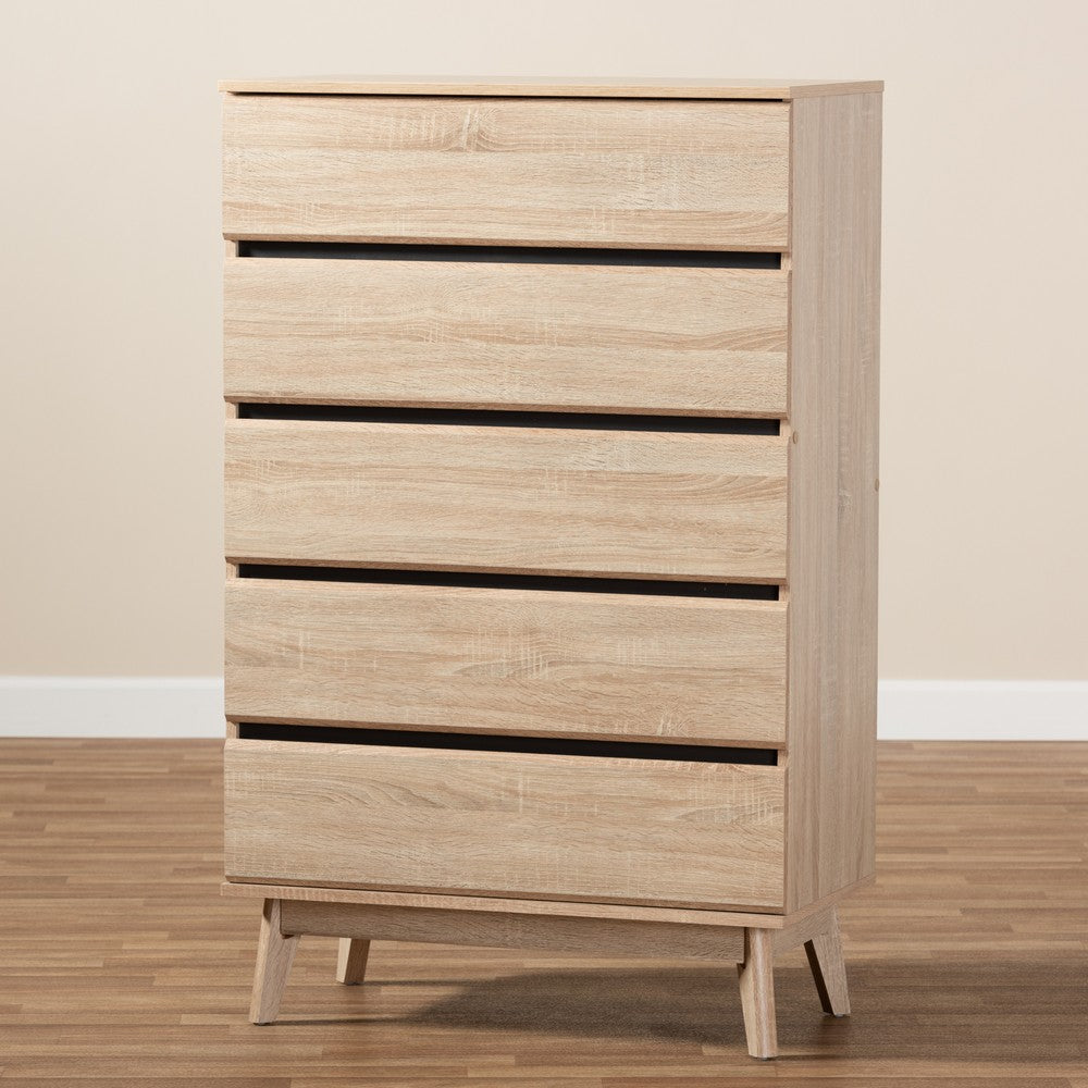 Baxton Studio - Miren Chest in Oak Brown/Dark Grey - SECOD5014-Hana Oak/Dark Grey-5DW-Chest view 9