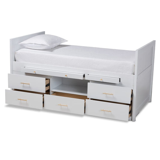 Baxton Studio - Mirza Twin Size Bed in White - MG0041-White-Twin view 2