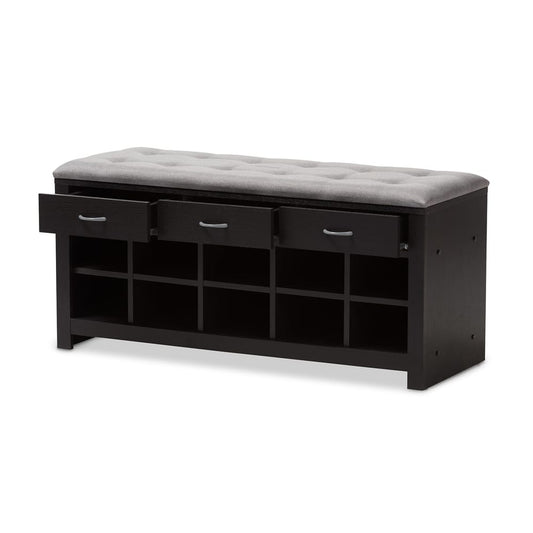 Baxton Studio - Modern Storage Bench in Light Grey/Espresso Brown - WI5374-Gray view 2
