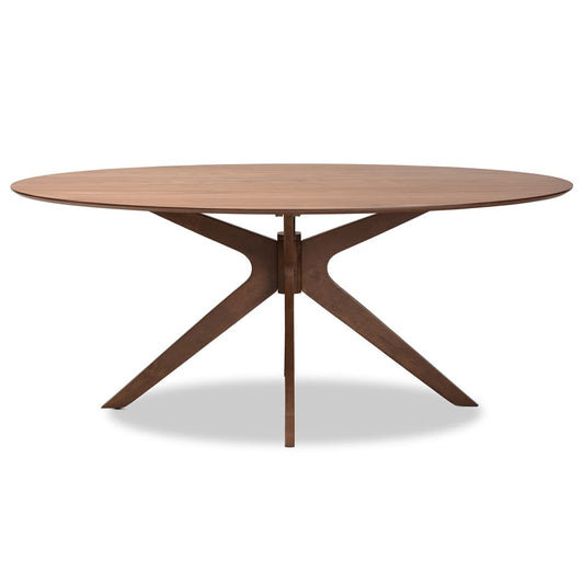 Baxton Studio - Monte Dining Table in Walnut Brown - Monte-Walnut-Oval-DT view 2