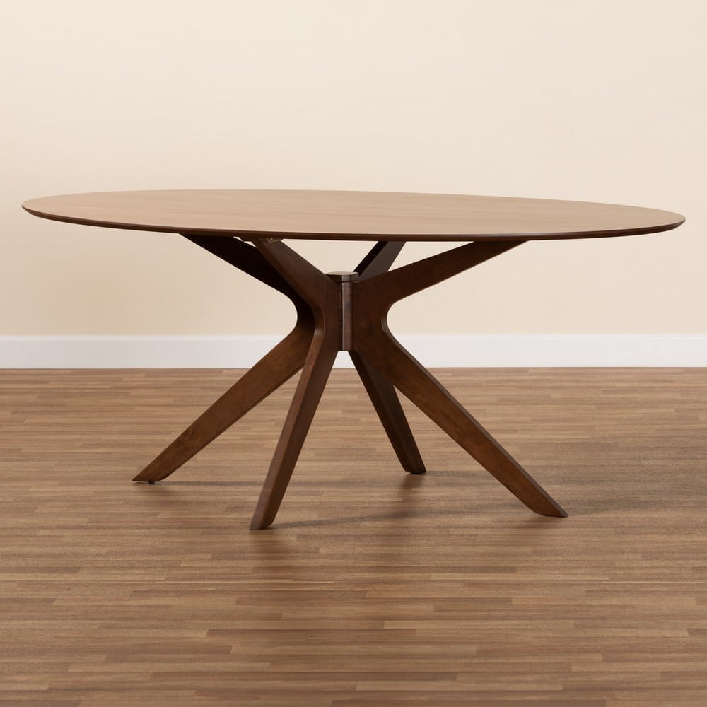 Baxton Studio - Monte Dining Table in Walnut Brown - Monte-Walnut-Oval-DT view 7