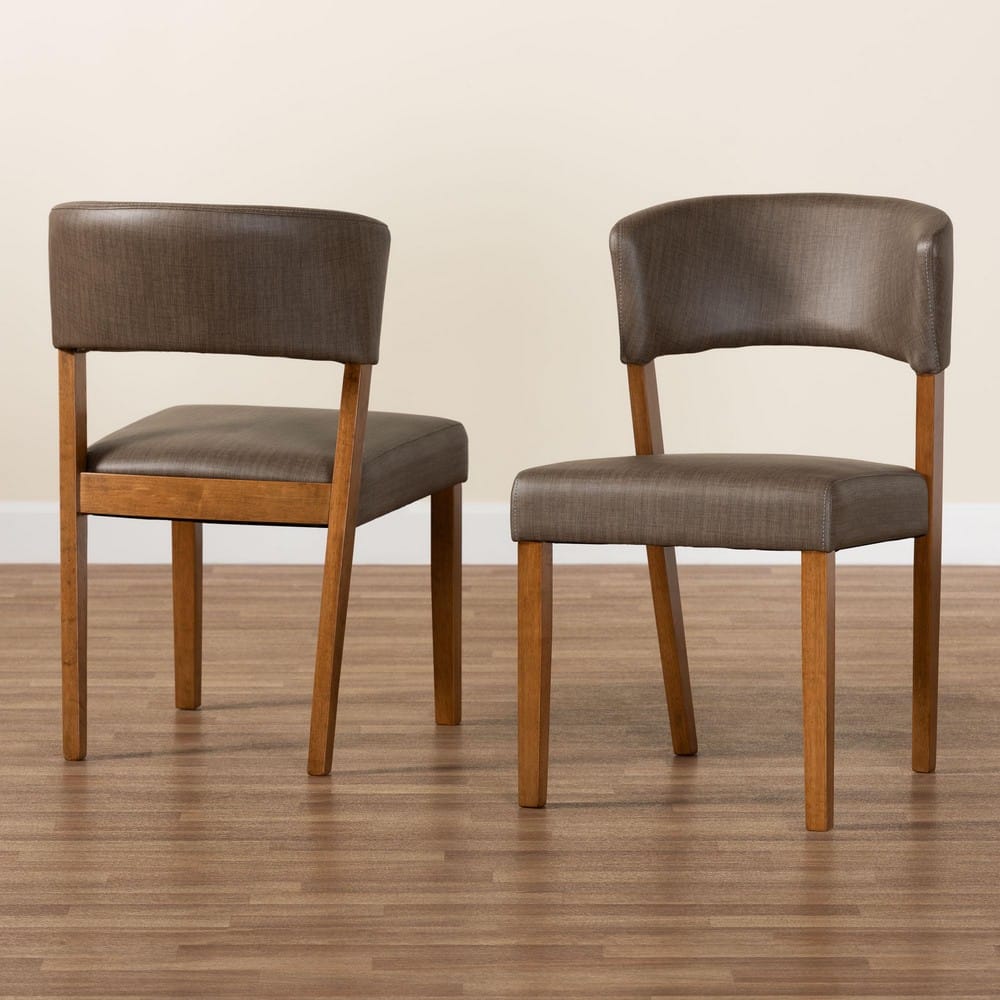 Baxton Studio - Montreal Set of 2 Dining Chairs in "Walnut" Brown - RT281-CHR view 8
