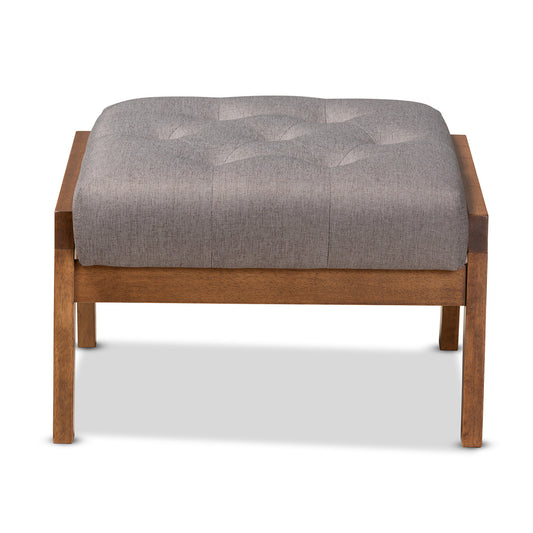 Baxton Studio - Naeva Footstool in Grey/Brown - BBT8040-Grey/Walnut-Footstool view 2