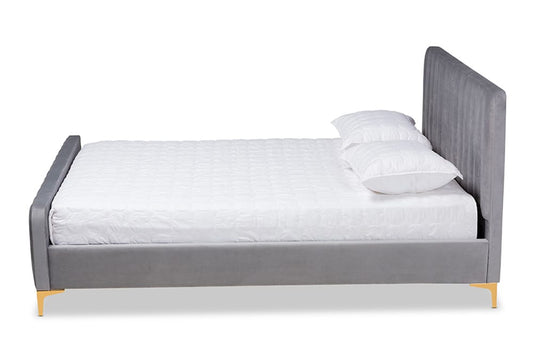 Baxton Studio - Nami King Size Bed - CF0374-Light Grey-King view 2