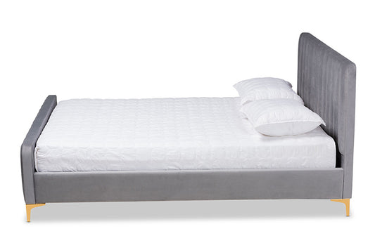 Baxton Studio - Nami Queen Size Bed - CF0374-Light Grey-Queen view 2