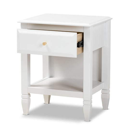 Baxton Studio - Naomi Nightstand in White/Gold - MG0038-White-NS view 2
