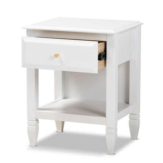Baxton Studio - Naomi Nightstand in White/Gold - MG0038-White-NS view 2