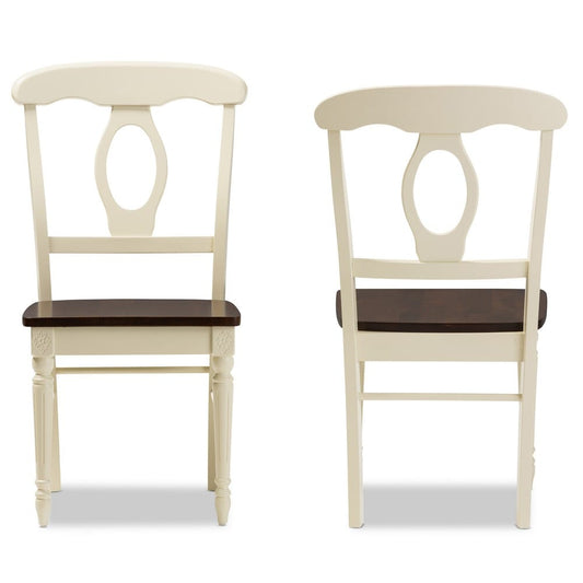 Baxton Studio - Napoleon Set of 2 Dining Chairs in "Cherry" Brown/Cream - Napoleon-Cherry/Buttermilk-DC view 2