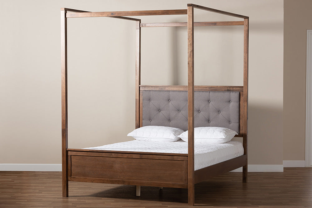 Baxton Studio - Natasha Queen Size Bed - MG0021-Gray/Walnut-Queen view 7